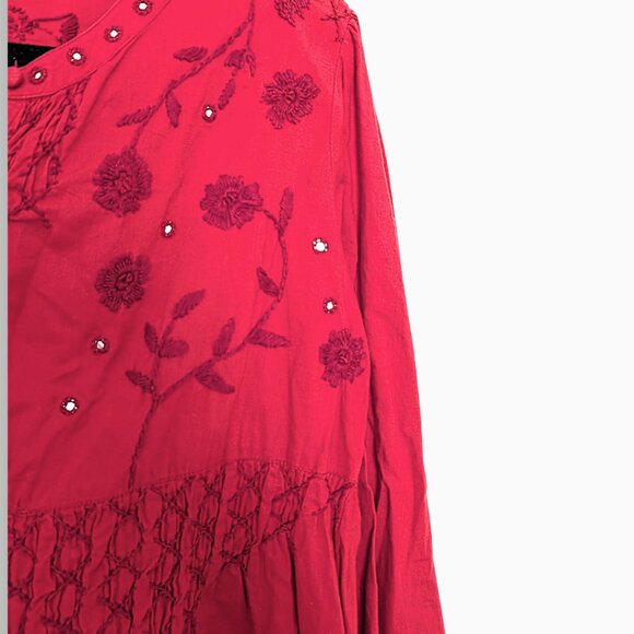 Gudrun sjoden 100% organic cotton floral embroidered ballon sleeve boho tunic M - Picture 5 of 8